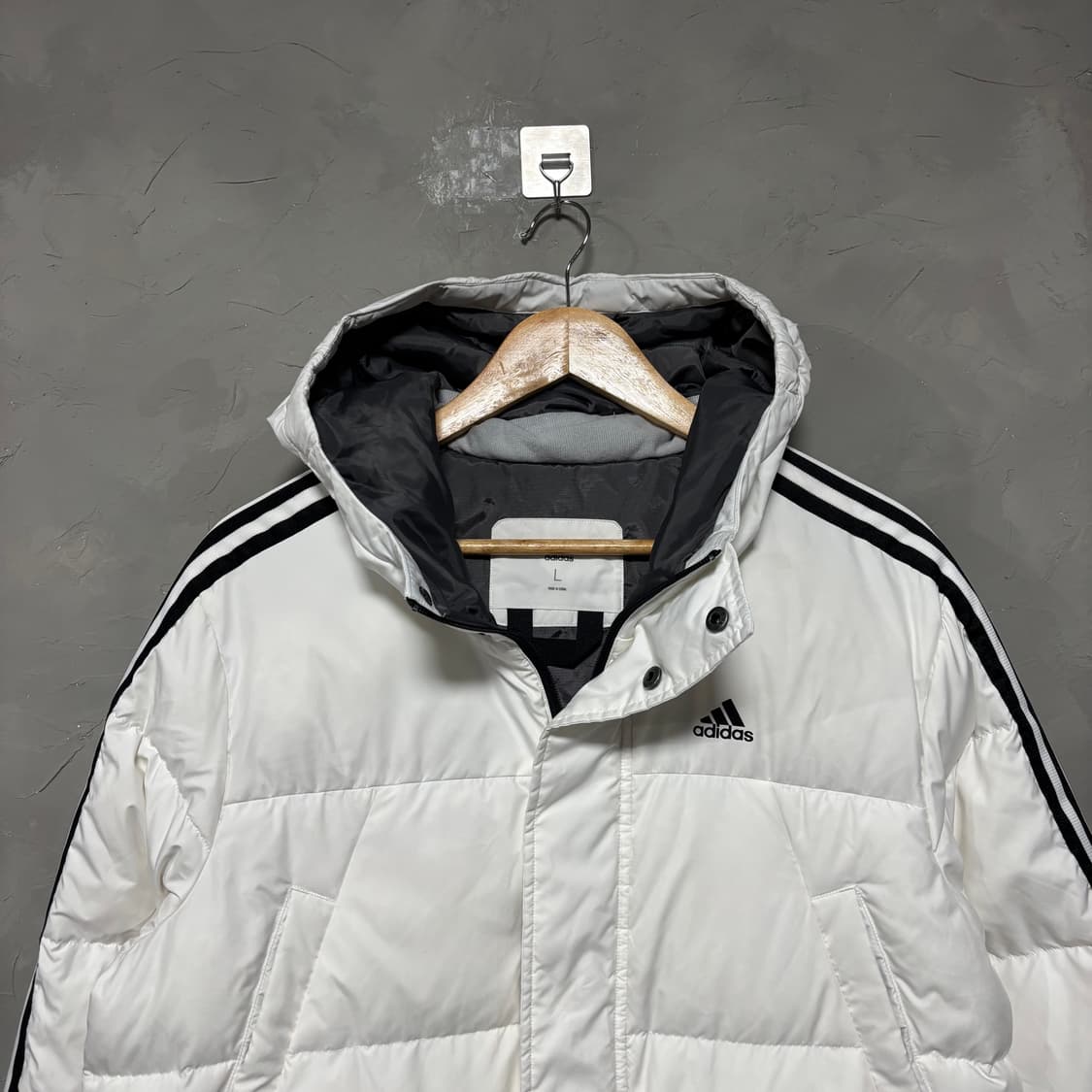 아디다스 삼선 롱패딩 화이트 상품이미지2