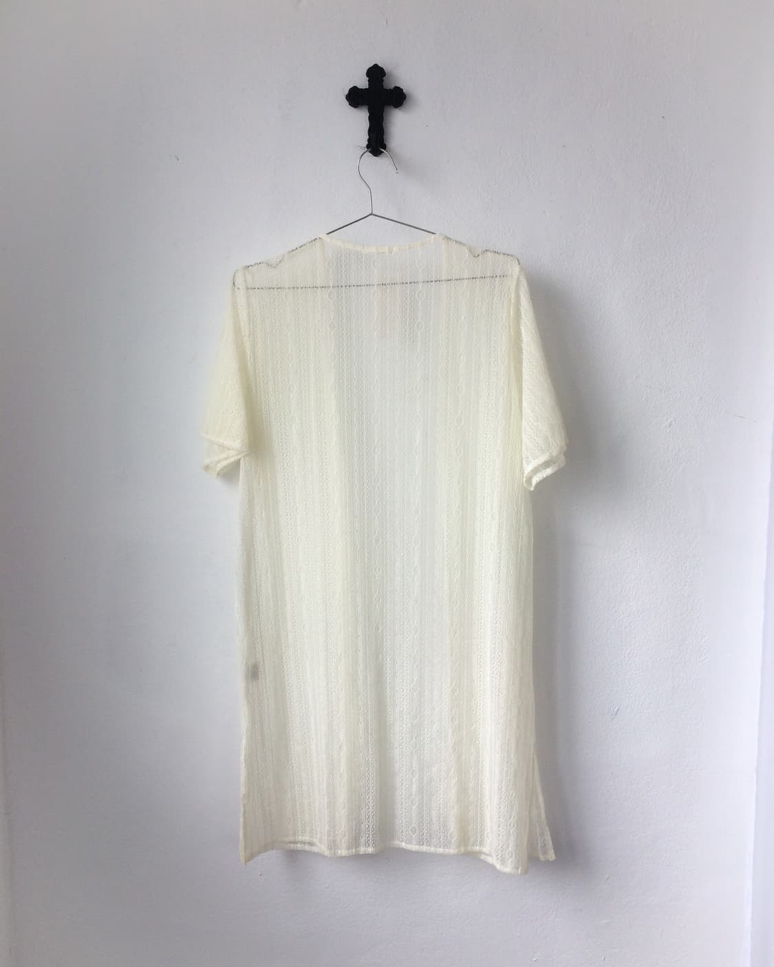 Pattern lace point open long cardigan 상품이미지2