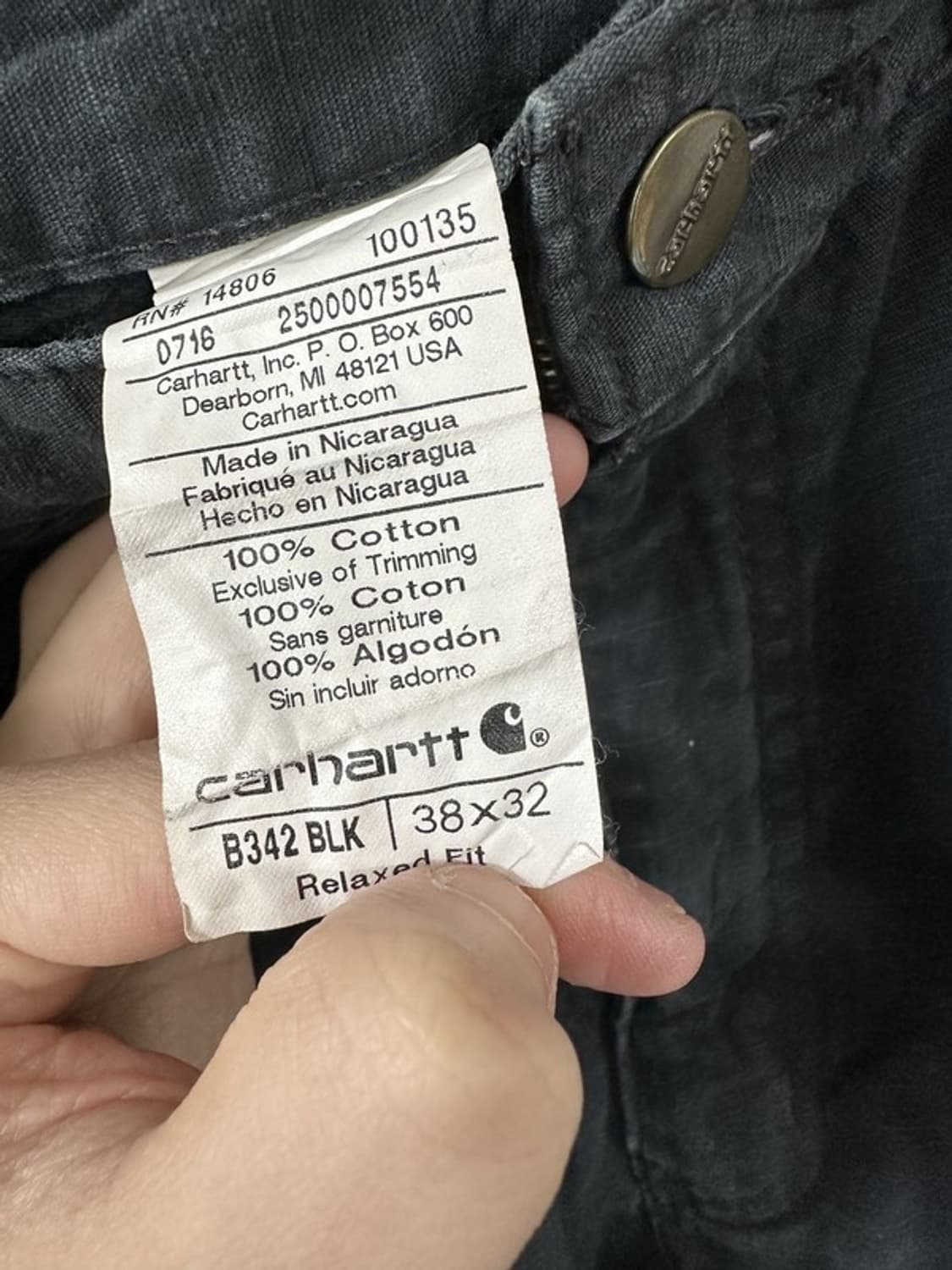 [38X32] CARHARTT B342BLK 카고워크 코튼팬츠 상품이미지5