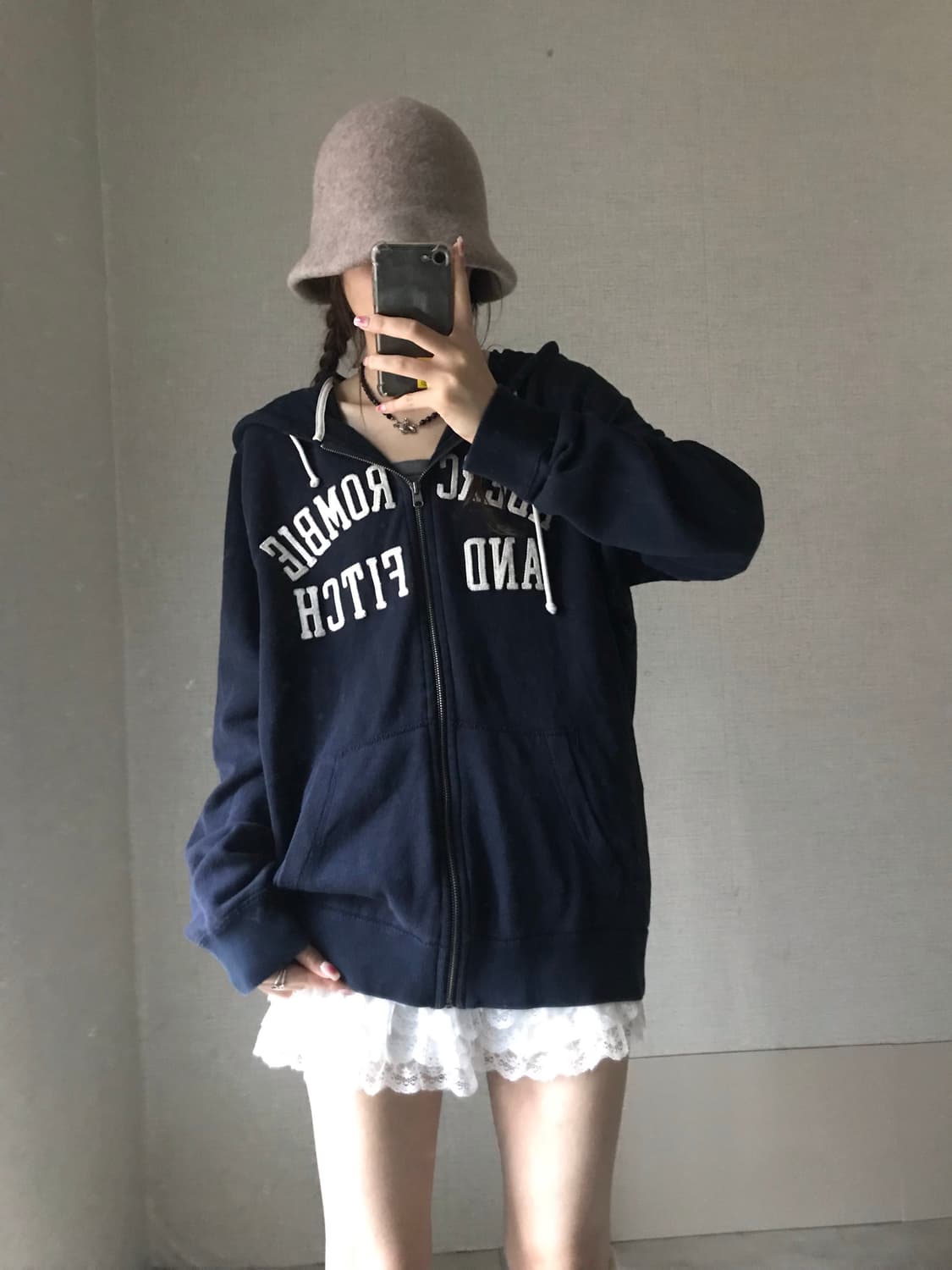 아베크롬비 네이비 오버핏 후드집업 상품이미지2