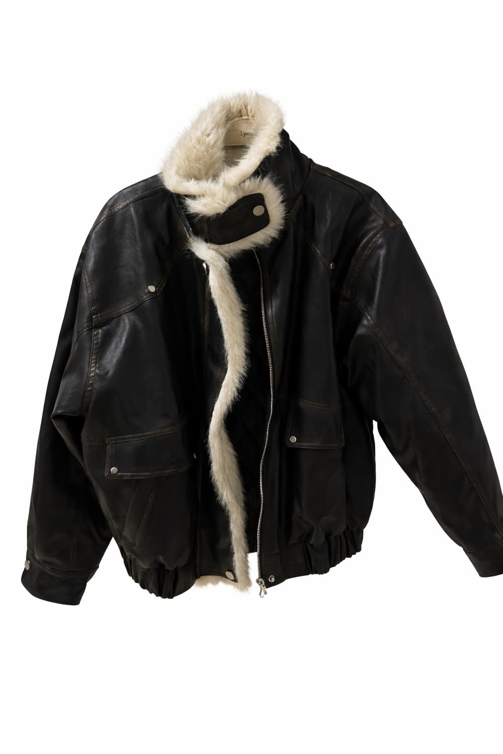 러프넥 워싱레더 무스탕 자켓 새상품 M 상품이미지3