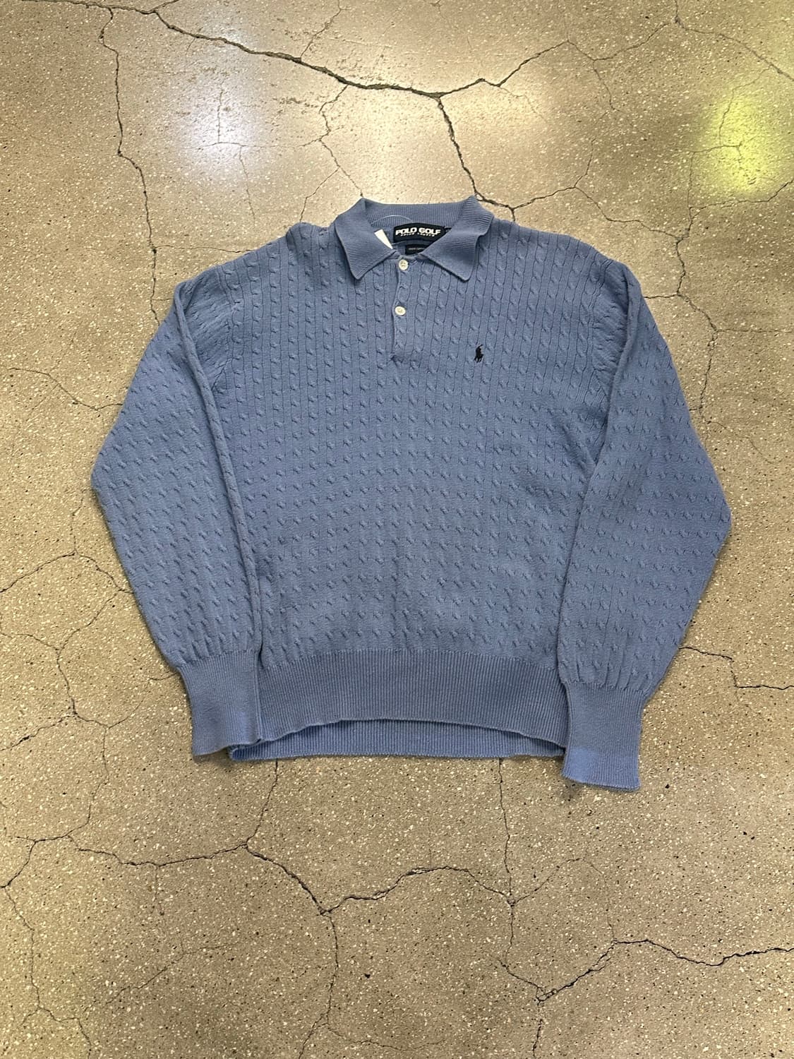 POLO 폴로 블루 케이블 카라넥 니트 상품이미지3