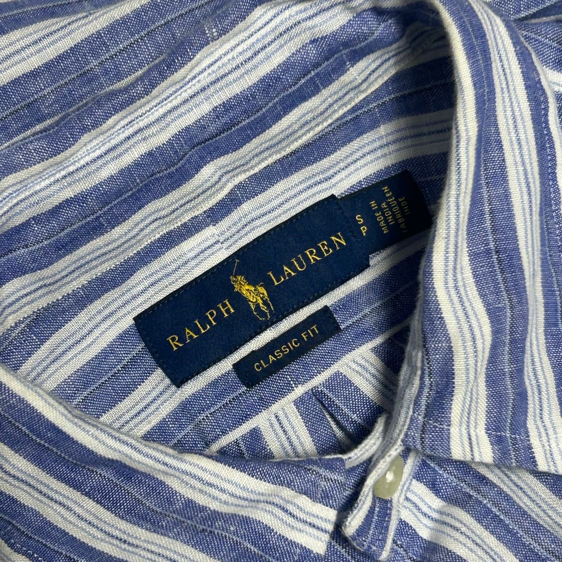S 폴로랄프로렌 클래식핏 블루 스트라이프 린넨 셔츠 상품이미지4