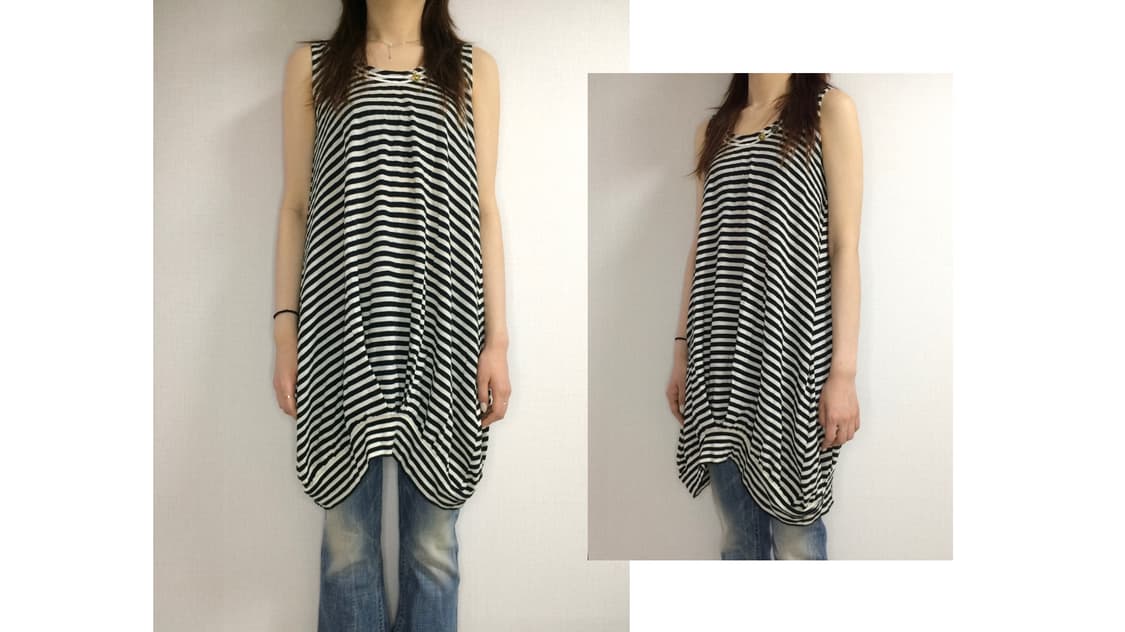 스나오 쿠와하라 스트라이프 벌룬 튜닉 원피스 상품이미지1