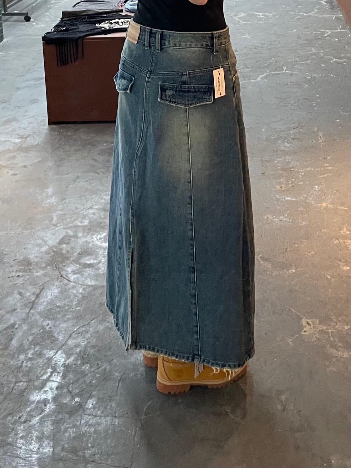 인사일런스 빈티지 데님 롱 스커트 H1110 상품이미지1