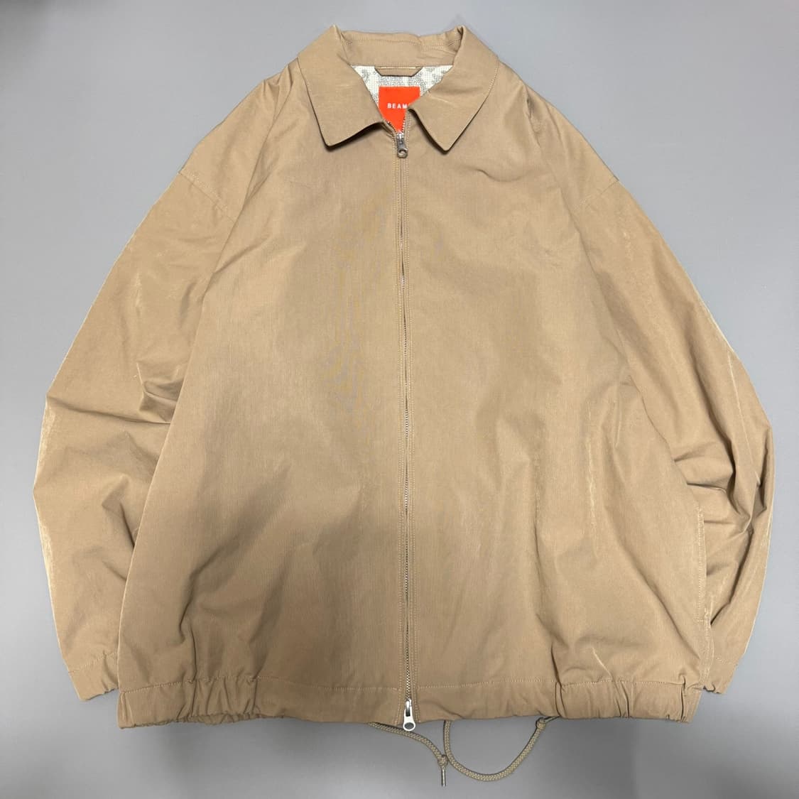 빔즈(BEAMS) 베이지 코튼 더블 집업 드로우 코드 빅실루엣 블루종 상품이미지7