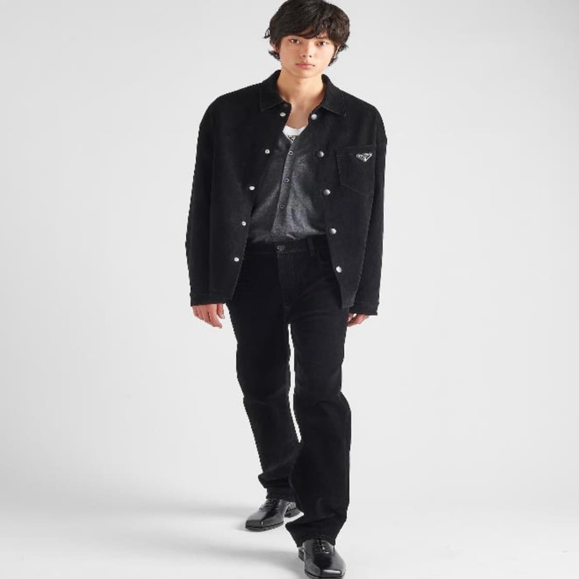 [S급/XL] 프라다 벨벳 셔츠 자켓 블랙 상품이미지8