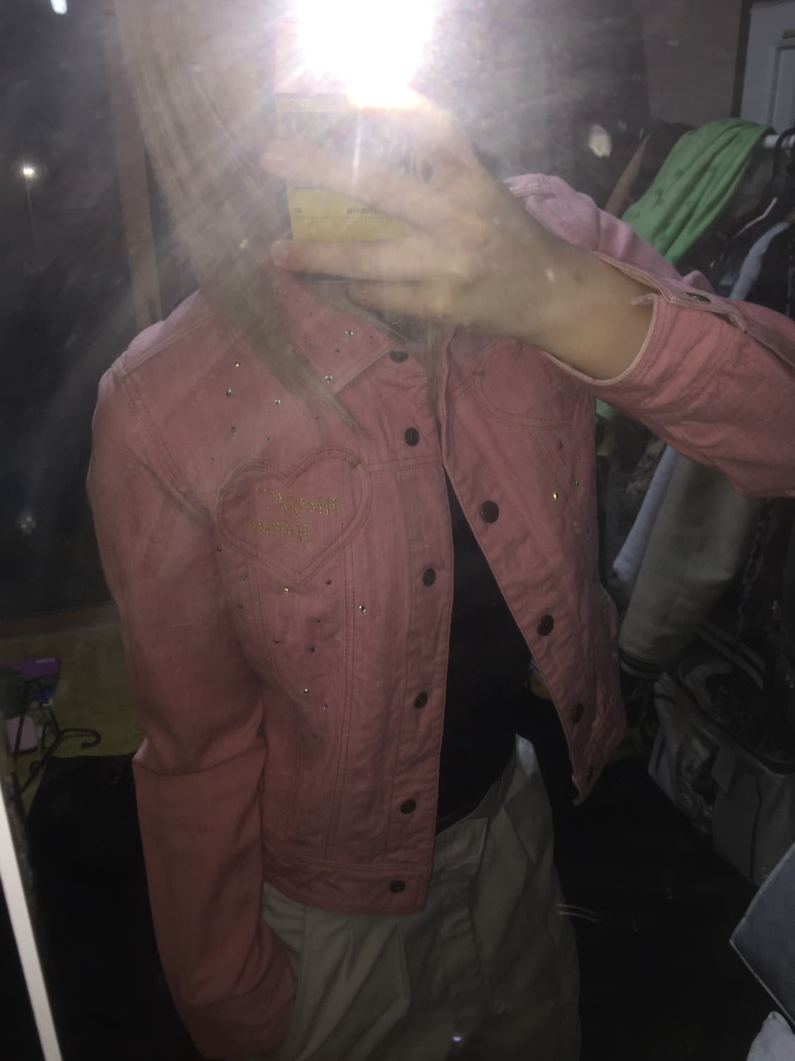 빈티지 하트 패치 비즈 핑크 자켓 상품이미지1