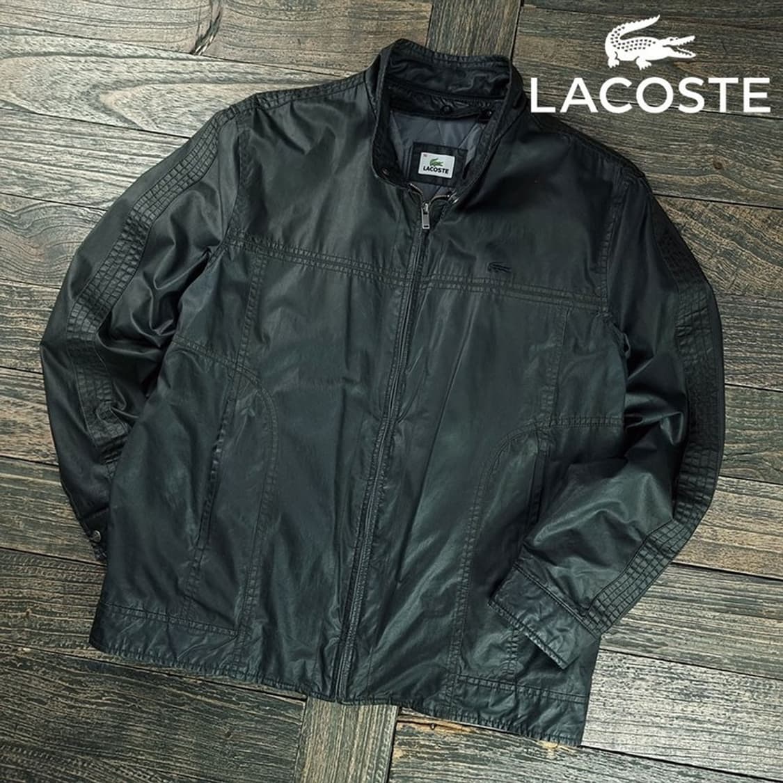 [라코스테] 로고 자수 코팅 집업 자켓 블랙 M19212 상품이미지1