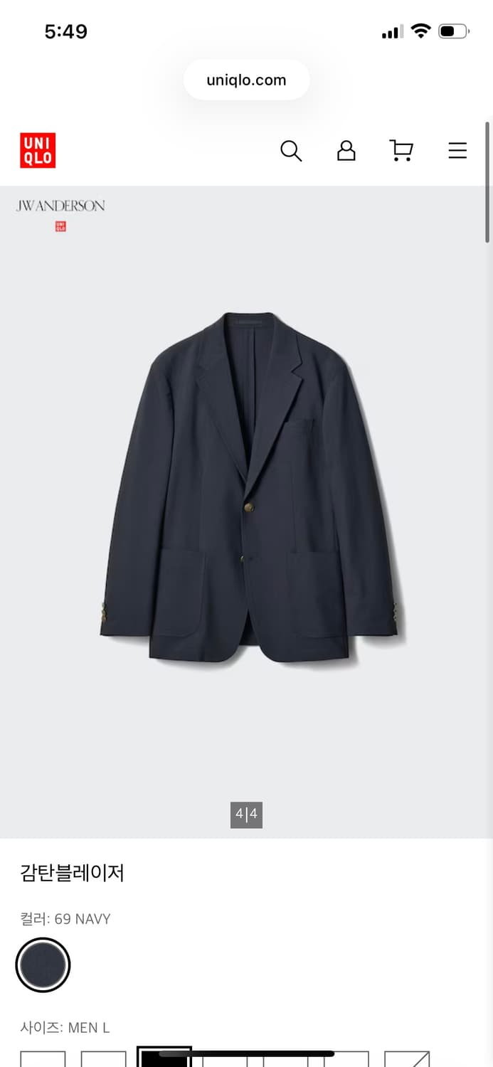 유니클로 JW앤더슨 네이비 감탄블레이저 상품이미지1
