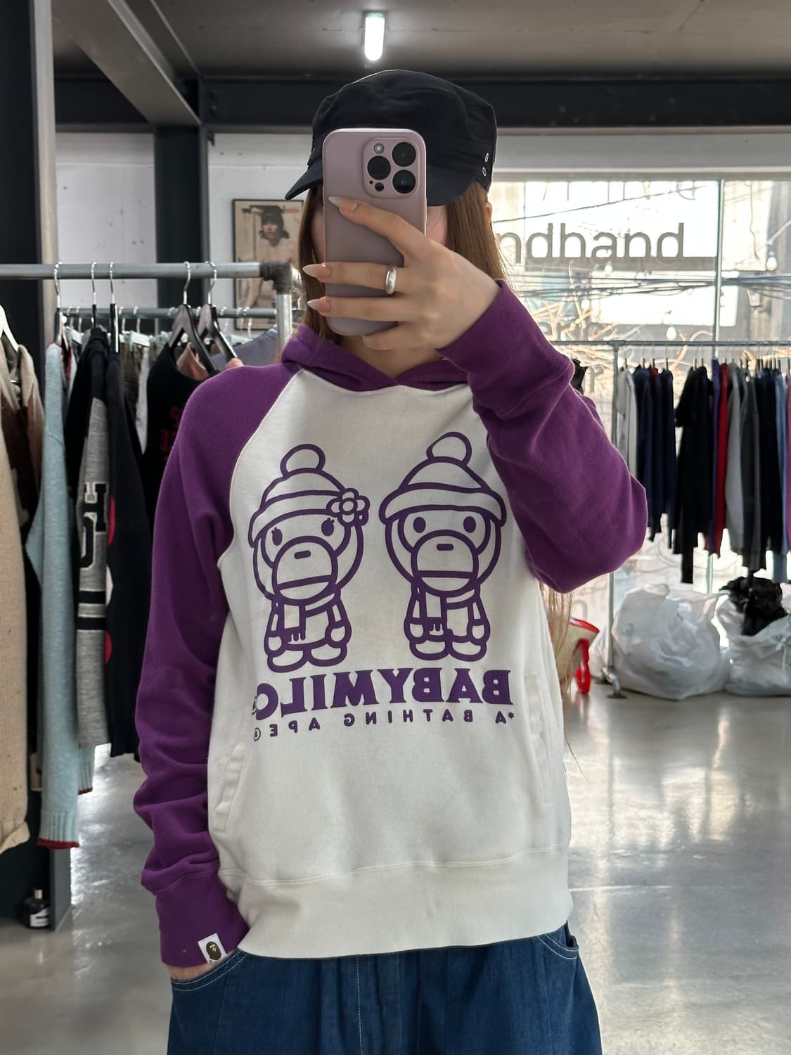 베이프 베이비마일로 레글런 후드티 상품이미지1