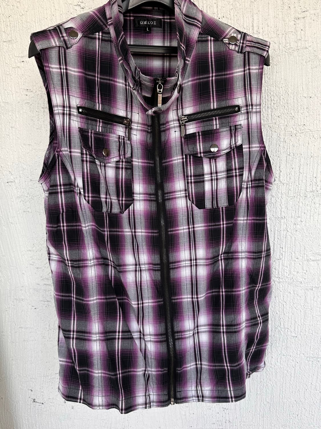 purple x black check pattern punk ve 상품이미지5