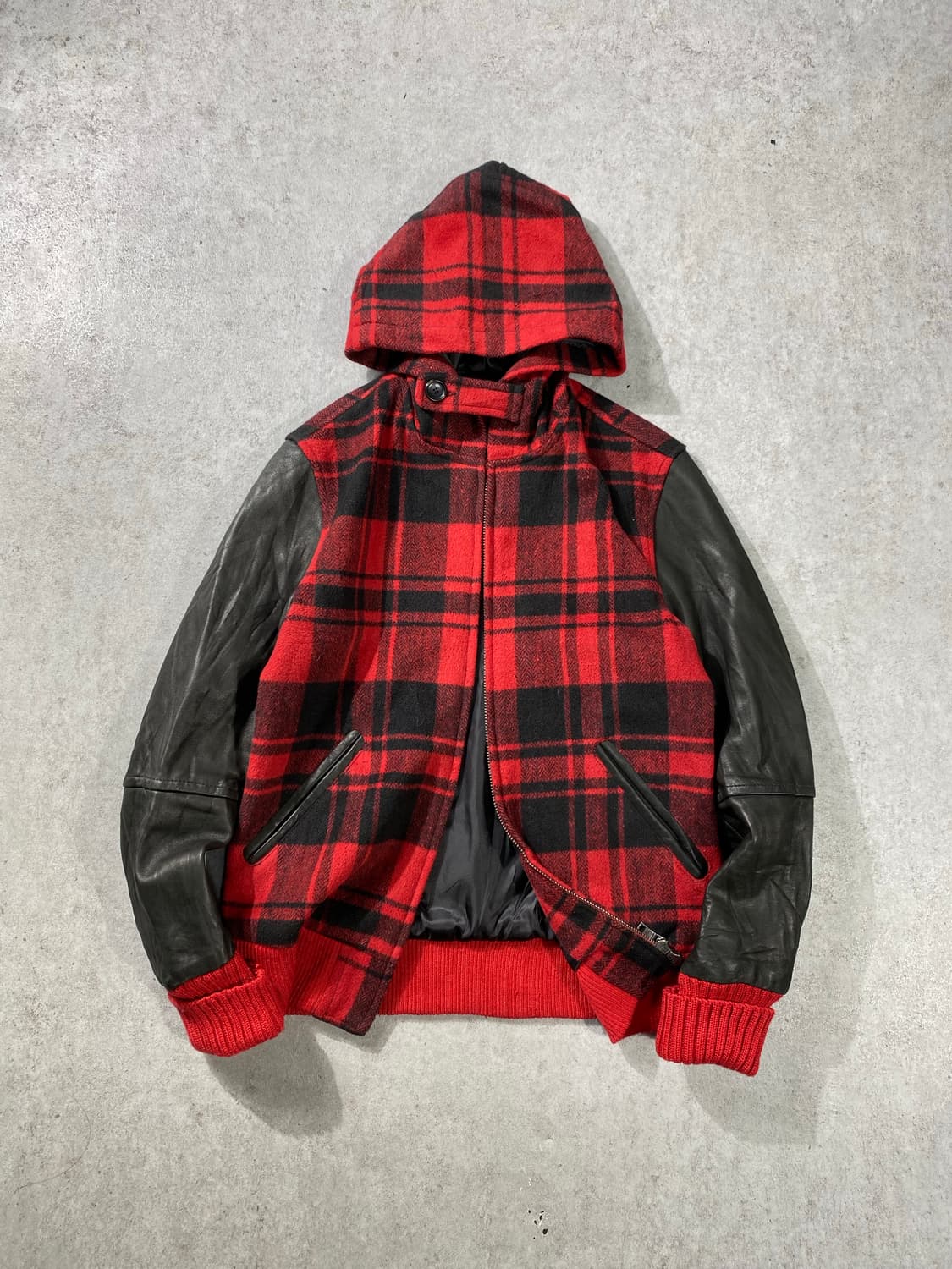 [M] Retro Grade 일본빈티지 투웨이 울 레더 후드집업 자켓 상품이미지1