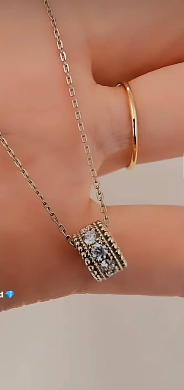 [새제품] 14k 원통 펜던트 랩다이아 화이트골드 상품이미지1