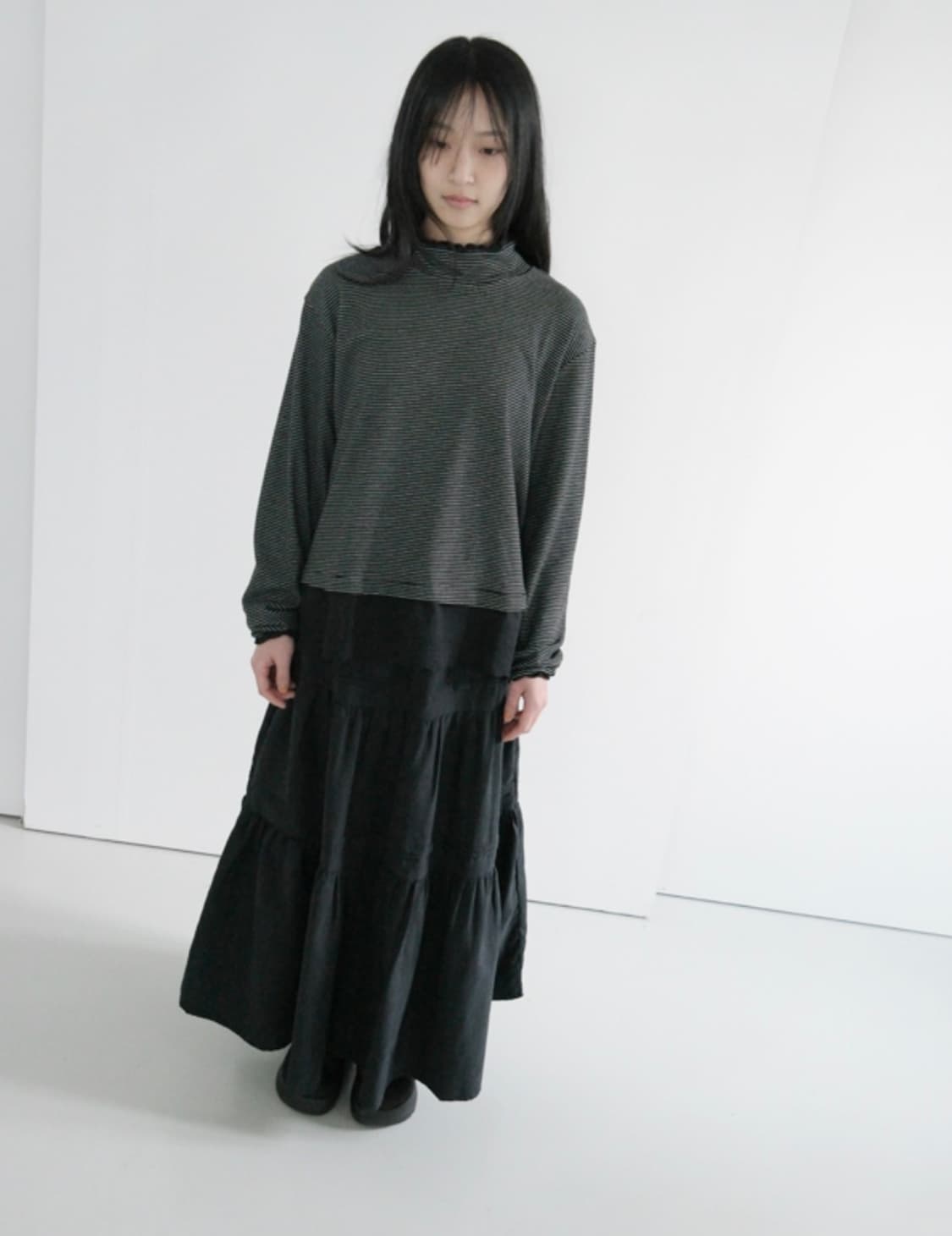 에프터먼데이 스웨이드 캉캉 롱스커트 상품이미지2