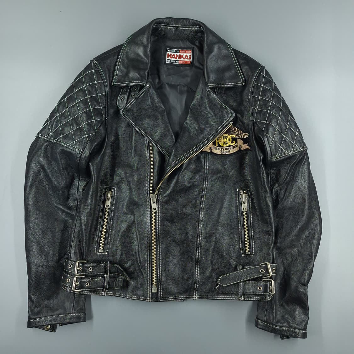 난카이 블랙 스티치 숄더패드 양가죽 램스킨 투웨이 라이더자켓 레더자켓 상품이미지3
