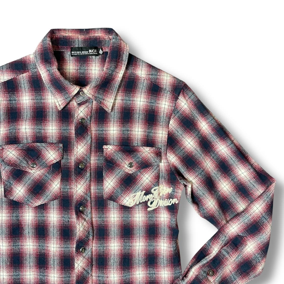 JPN 체크 레터링 자수 투포켓 웨스턴 플란넬 긴팔 셔츠 S 상품이미지3