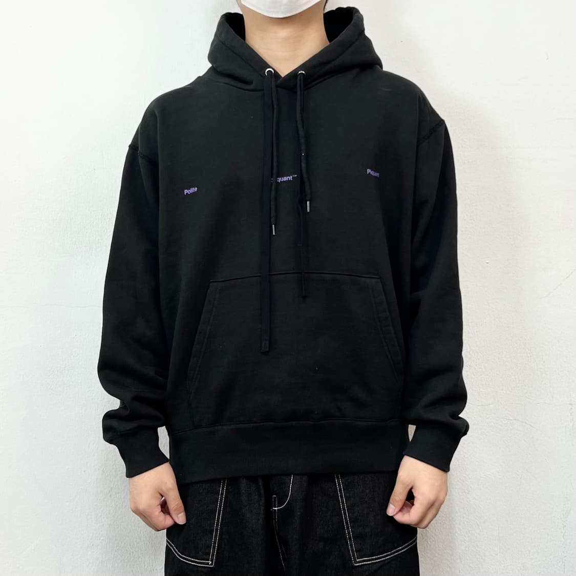 POLIQUANT 폴리퀸트 페이퍼 그래픽 후디 블랙 상품이미지3