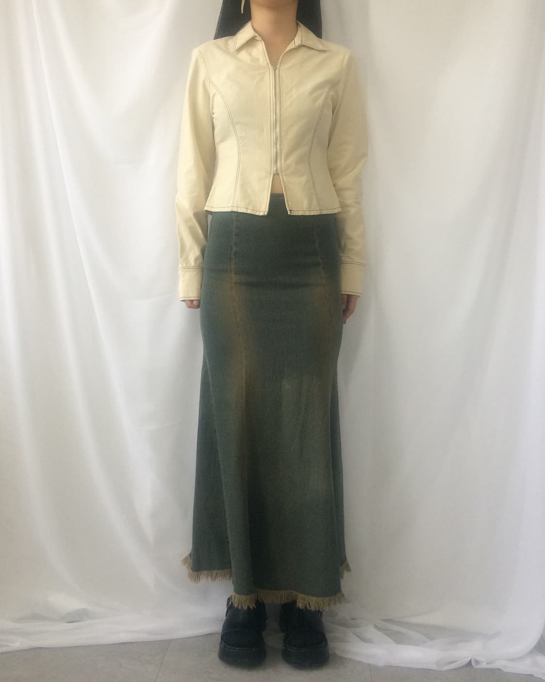 Fringe washing long skirt 상품이미지6