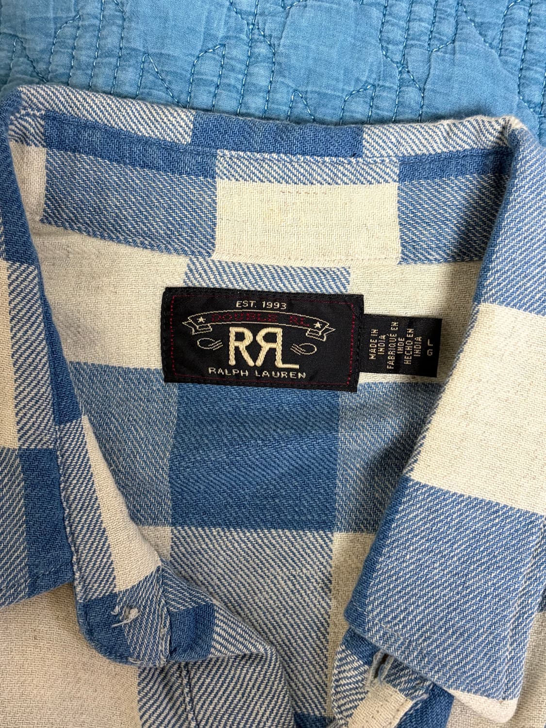 [L] 더블알엘 rrl 버팔로 웨스턴 셔츠 인디고 크림 상품이미지3