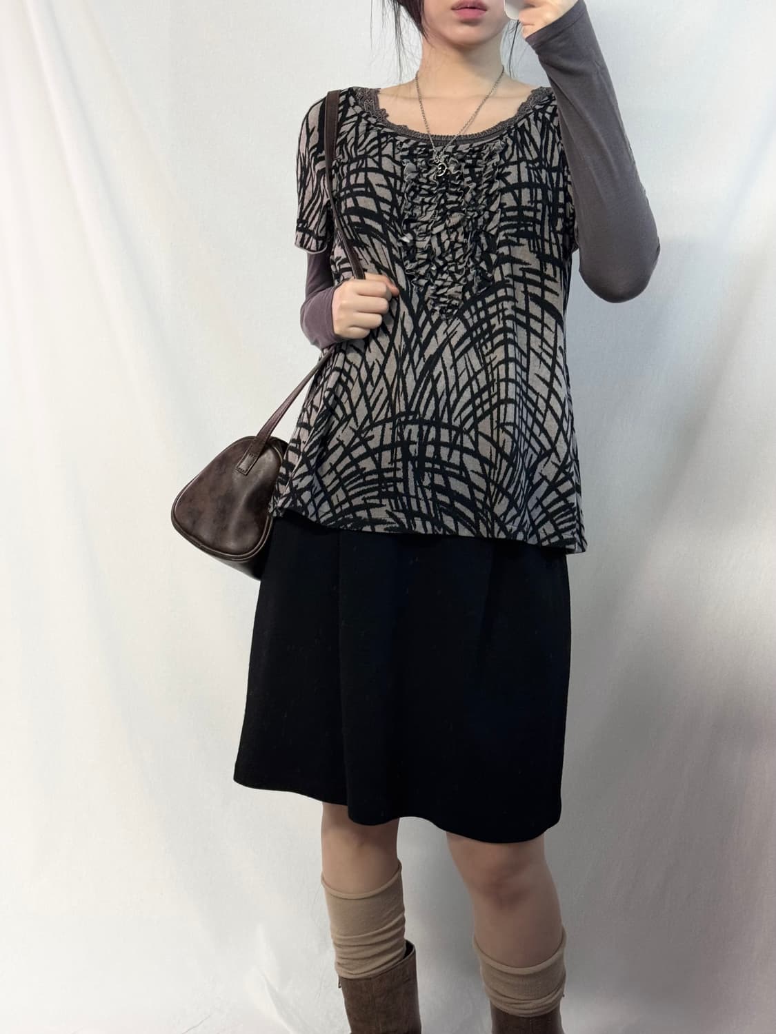 레이스 모티프 롱 슬리브 티 상품이미지5