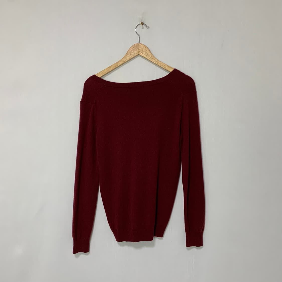 유니클로 브이넥 캐시미어 100% 빈티지 니트 레드 버건디 L 상품이미지5
