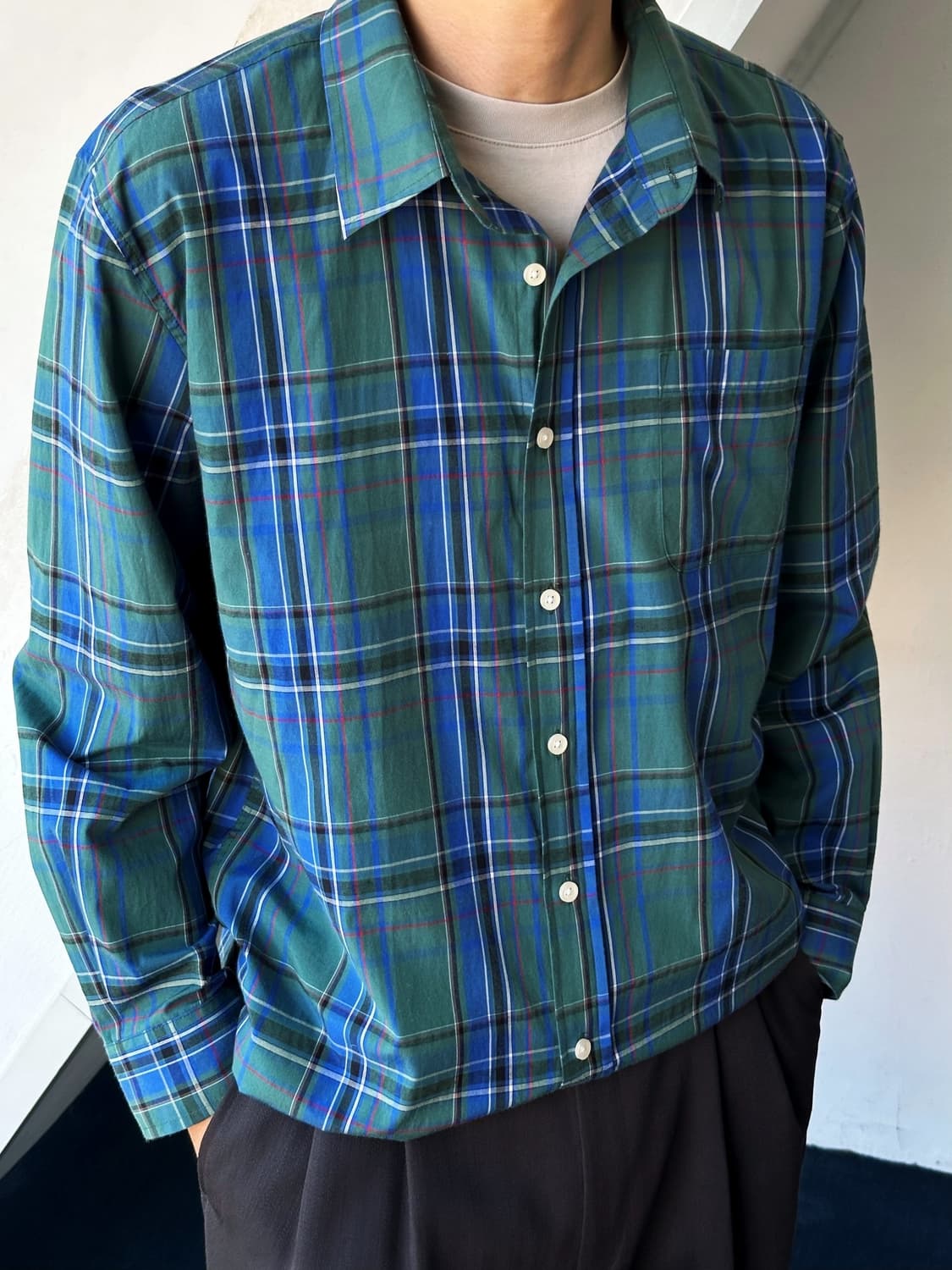High count cotton check L/S shirt 상품이미지9