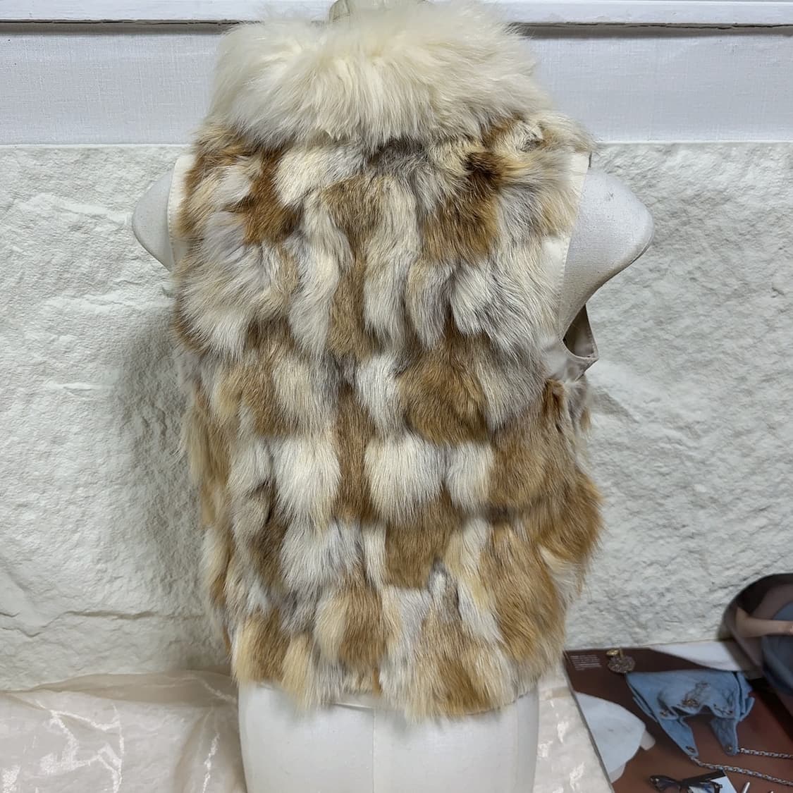 빈티지 붉은 여우털 원색 조끼베스트 상품이미지6