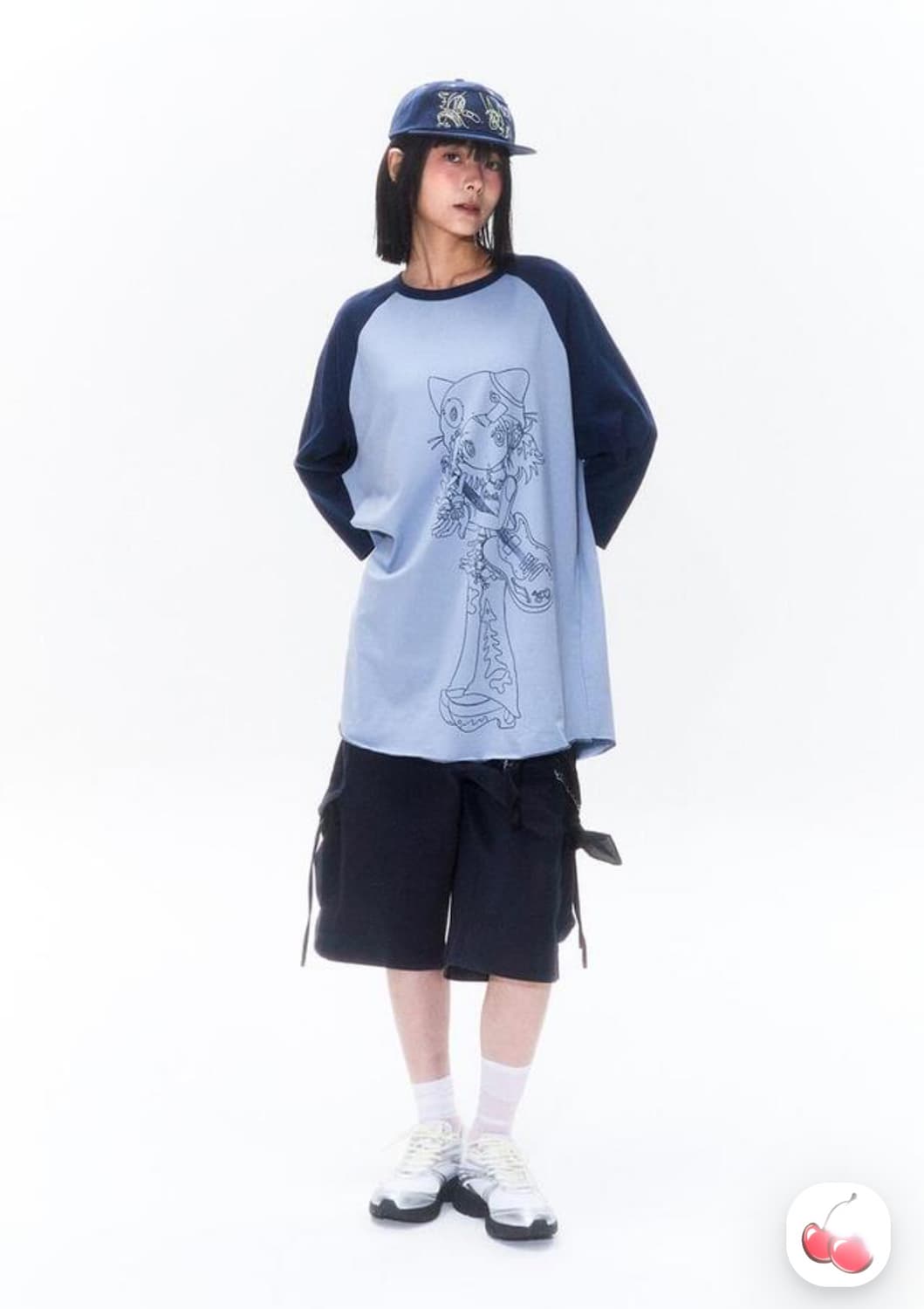 키르시 X 썬원버드 그래픽 래글런 롱슬리브 네이비 상품이미지2