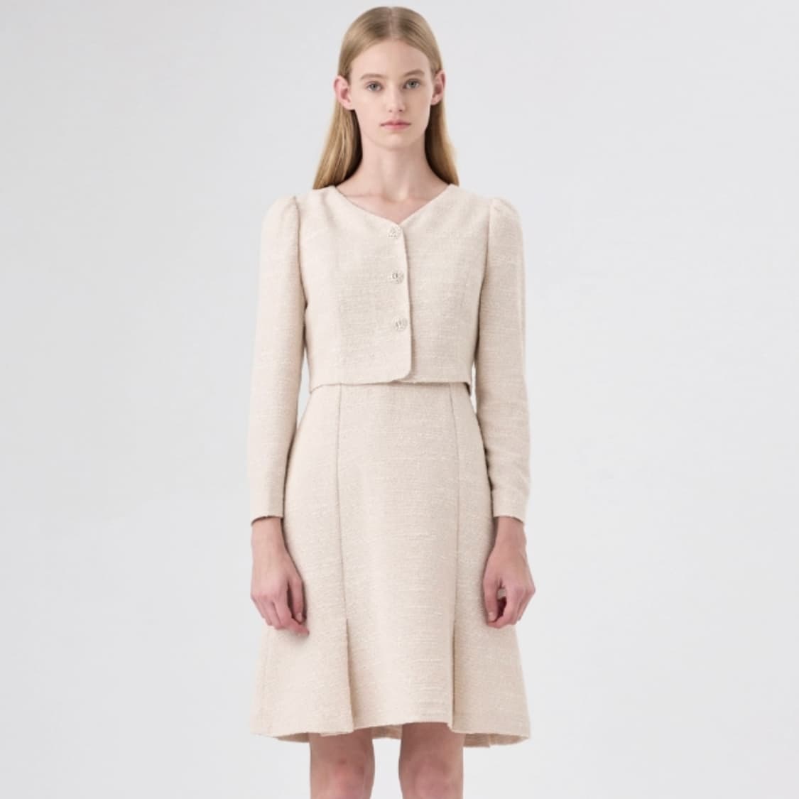 케네스레이디(kenneth lady) V넥 트위드원피스 55 새상품 상품이미지1