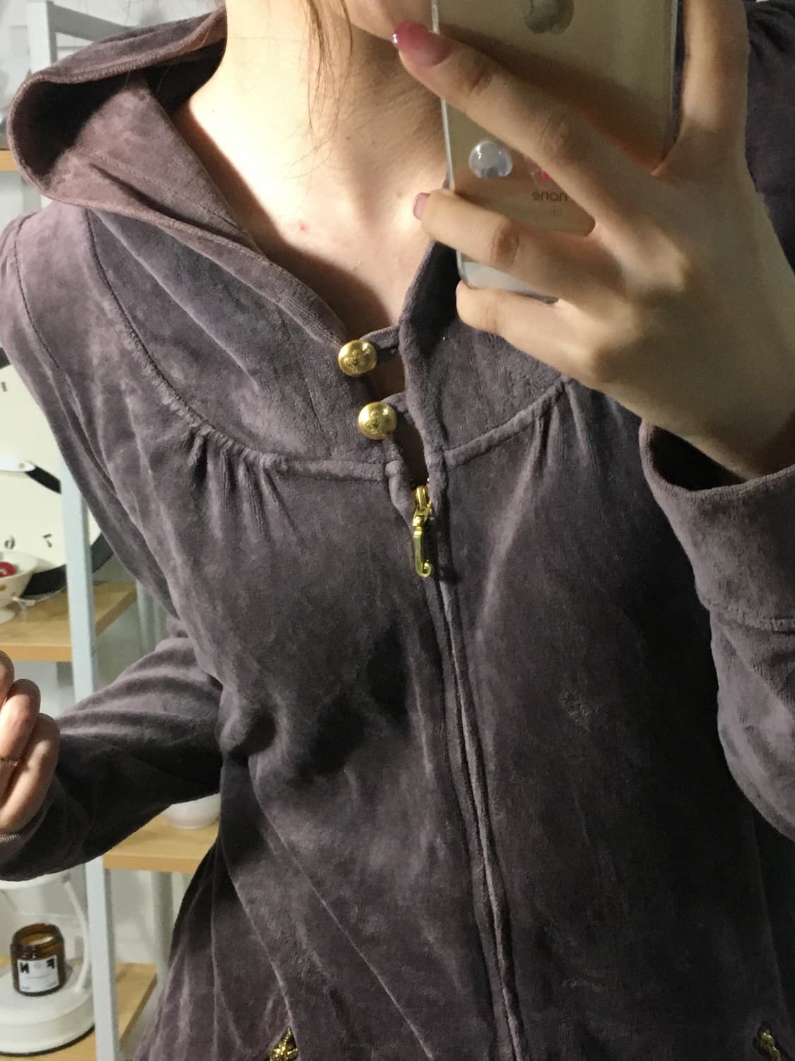 쥬씨꾸뛰르 바이올렛 벨벳 후드집업  상품이미지5