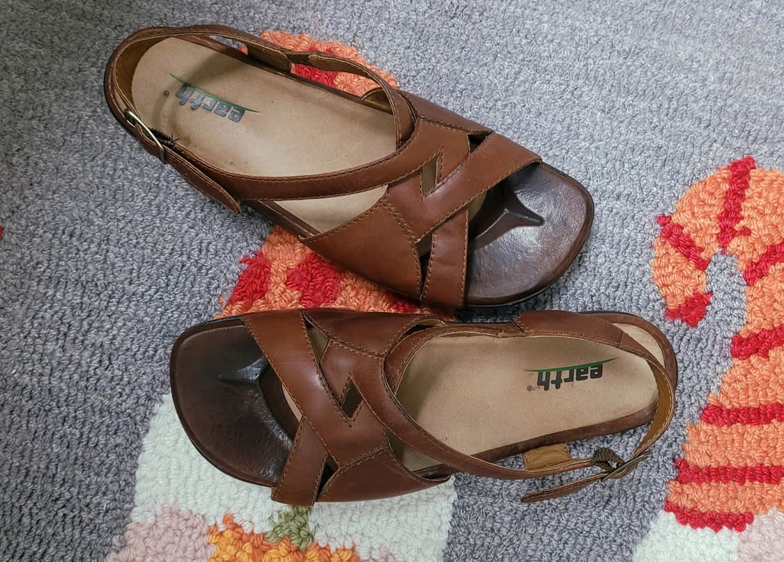 미국 빈티지 여성 가죽 라텍스 샌들(7.5) 240~245 상품이미지6