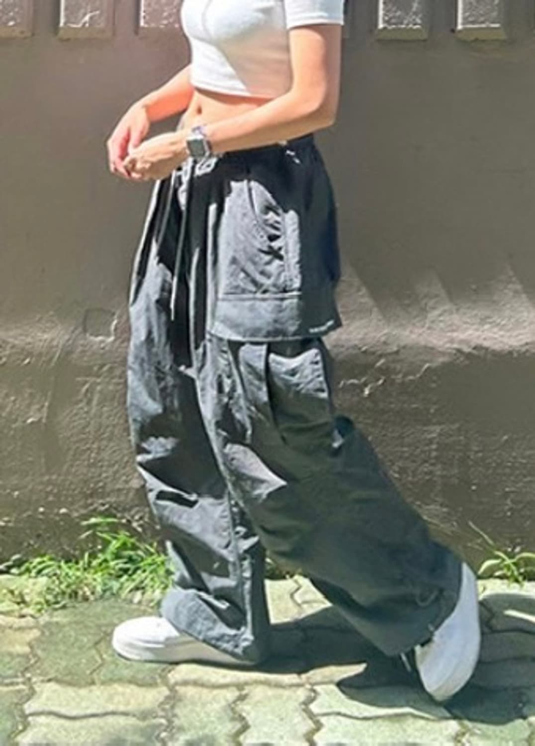 나일론 와이드 벌룬 팬츠 그레이 상품이미지1