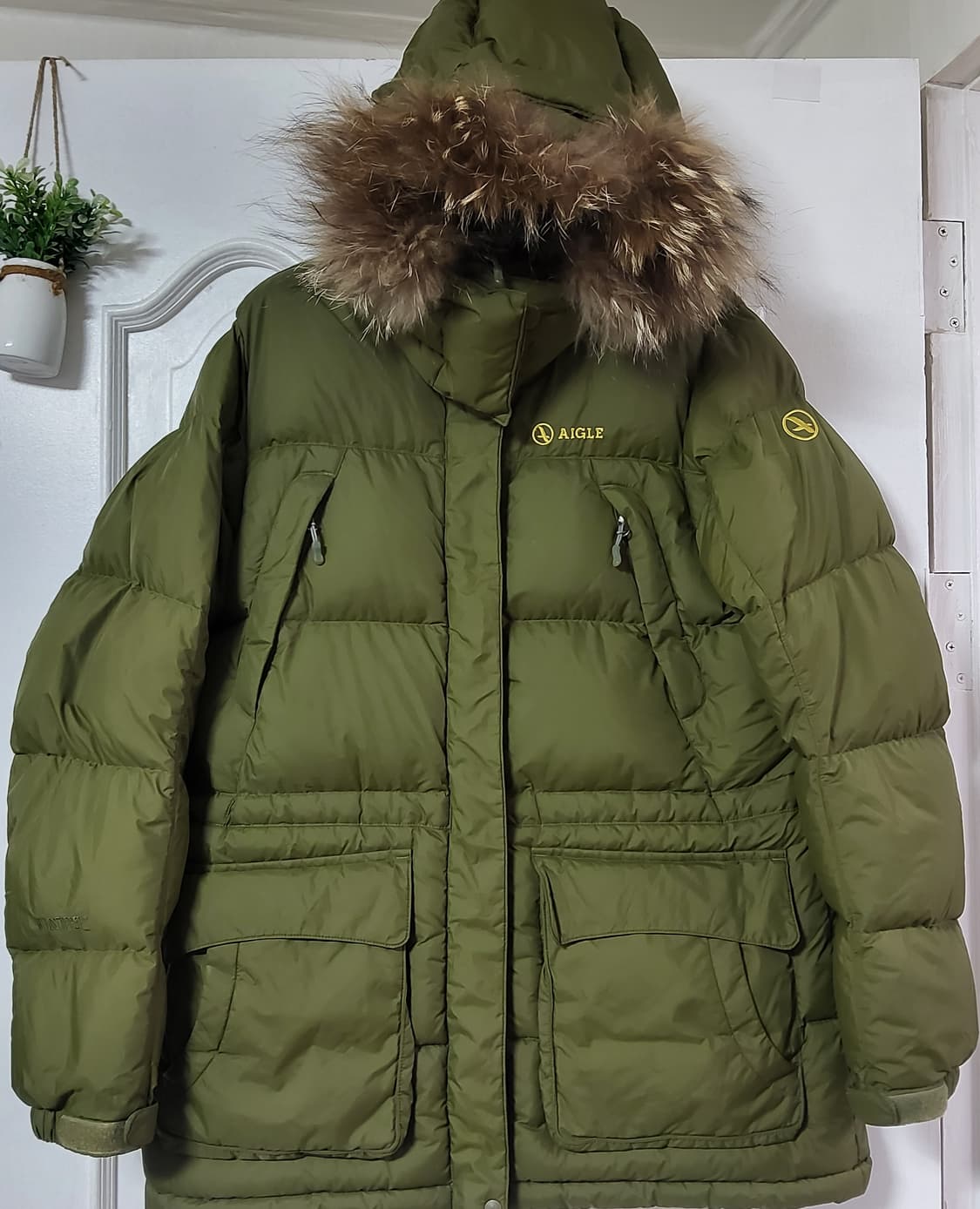 에이글 AIGLE 구스다운 거위털 패딩 점퍼 카키 후드 95 상품이미지1