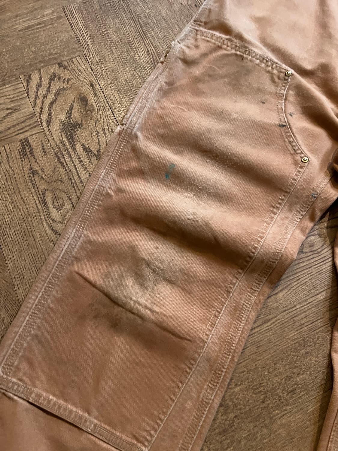 [34]칼하트 Made in USA 더티워싱 브라운 더블니 워크 팬츠 상품이미지4