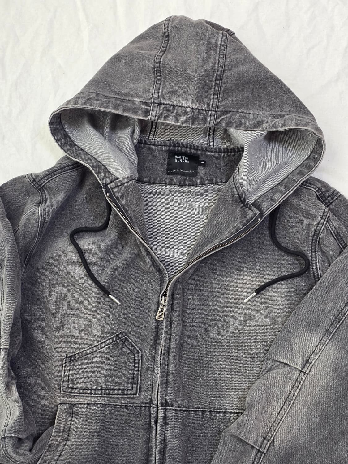 디미트리블랙 워싱 데님 후드 집업 자켓 상품이미지2