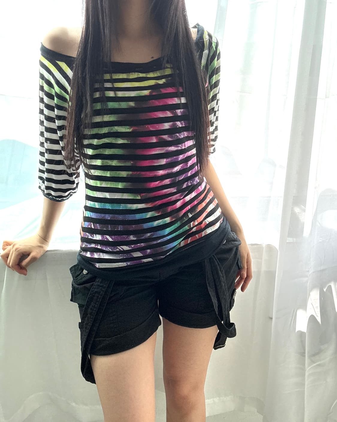 Y2K Black Suspender Shorts 상품이미지7