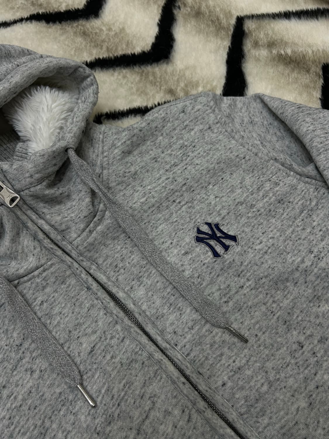 [L]MLB 뉴욕양키스 보아 후드집업/그레이 상품이미지1