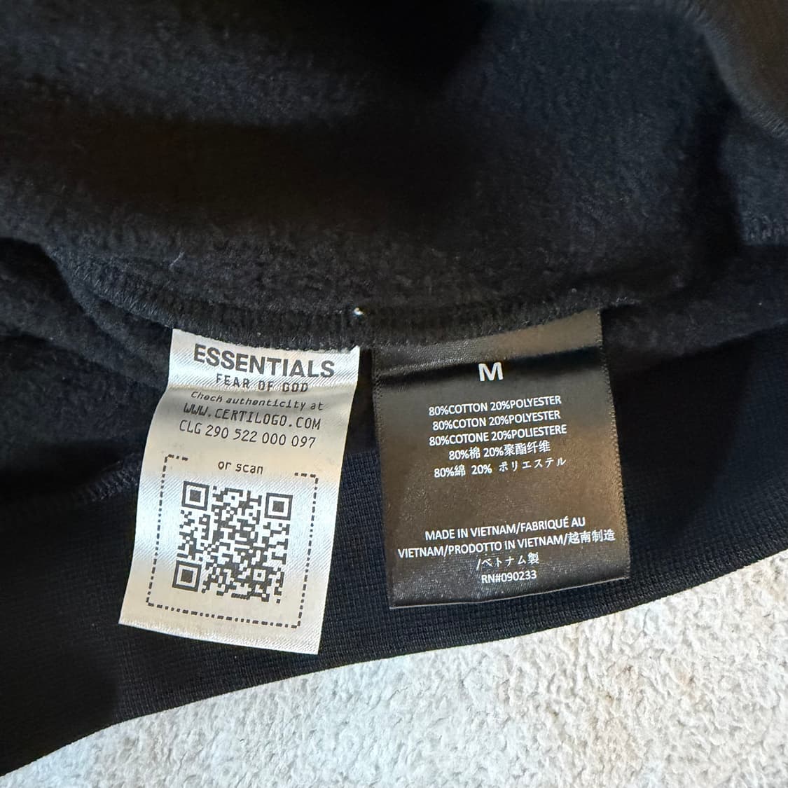 [M] 피어오브갓 에센셜 플리스 스테이트 후드 블랙 - 24FW 상품이미지2