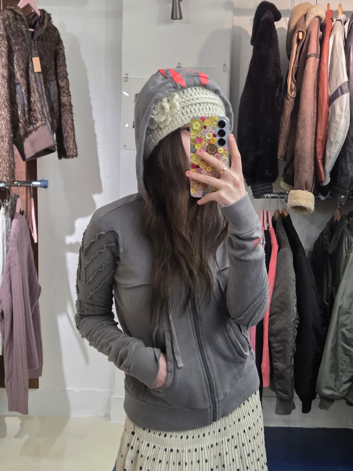 2000s 마리떼프랑소와저버 펑크 스트릿 후드집업 상품이미지1