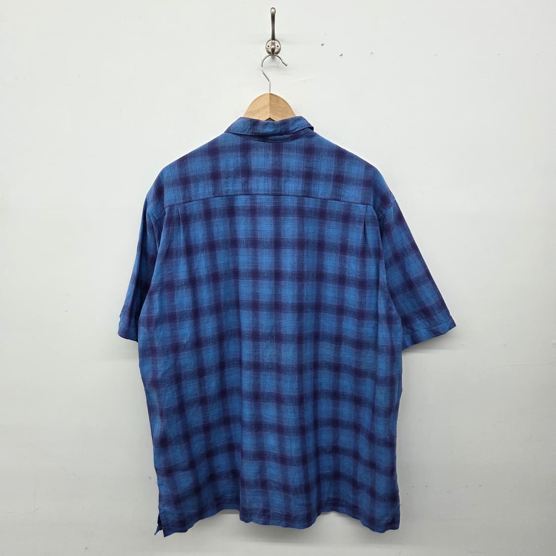 컨버스 블루 체크 반팔 셔츠 남L 상품이미지7