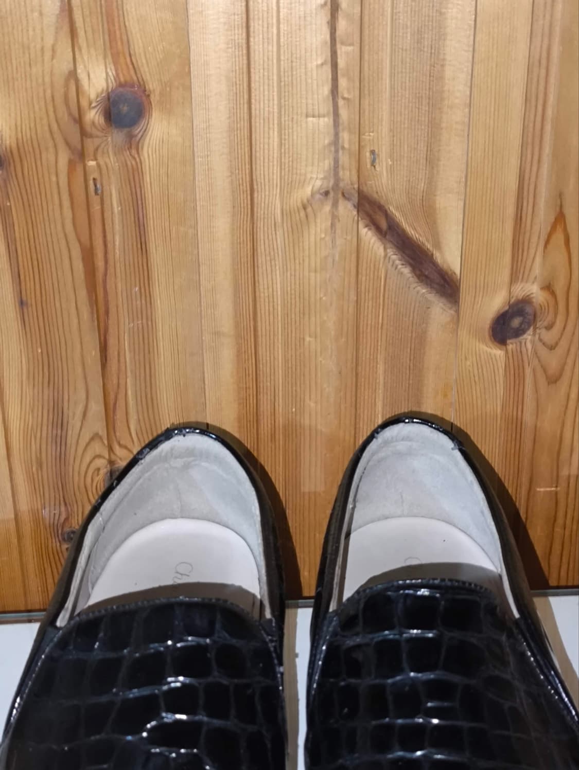 255mm 쇼쉬르라팡 블랙 크로커다일 패턴 에나멜 슬립온 상품이미지5