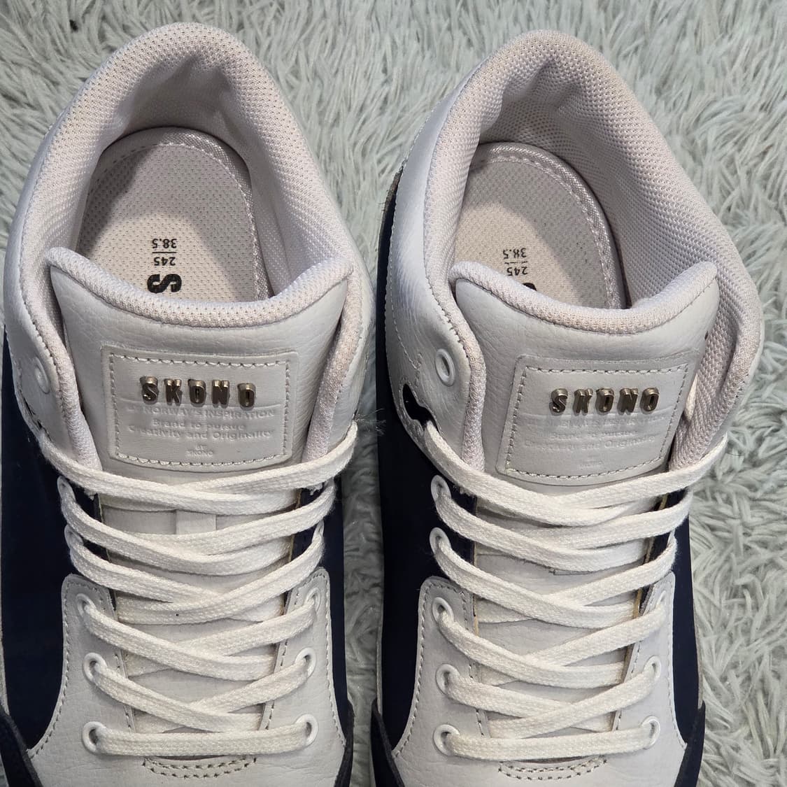 2q-12:스코노 하이탑키높이(5-6cm)스니커즈 화이트네이비 (245) 상품이미지6