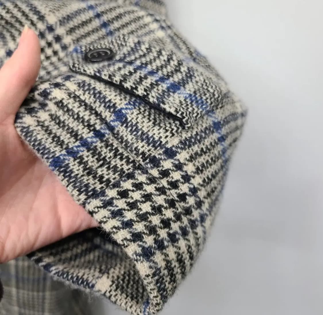 이스트로그 남성  버진울 발마칸 체크코트 베이지/블루 L 상품이미지6