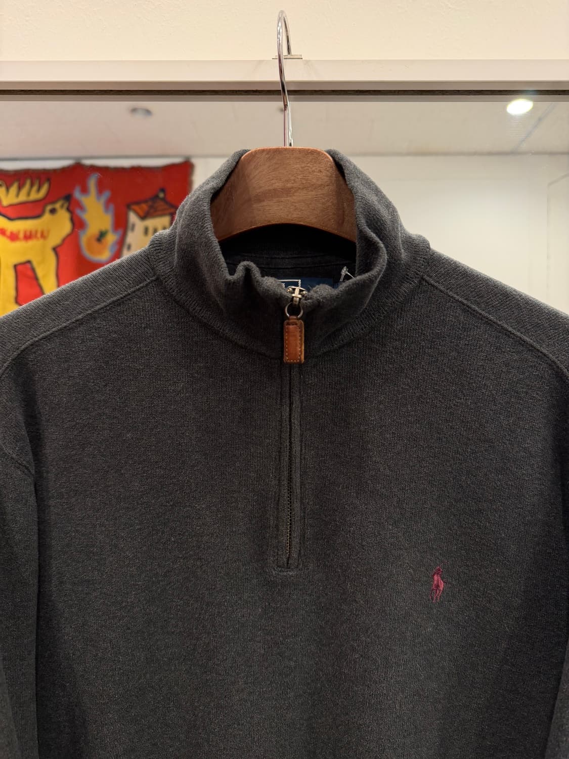 Polo RL 폴로 랄프로렌 하프넥 쿼터 집업 니트 (chacoal) 상품이미지3