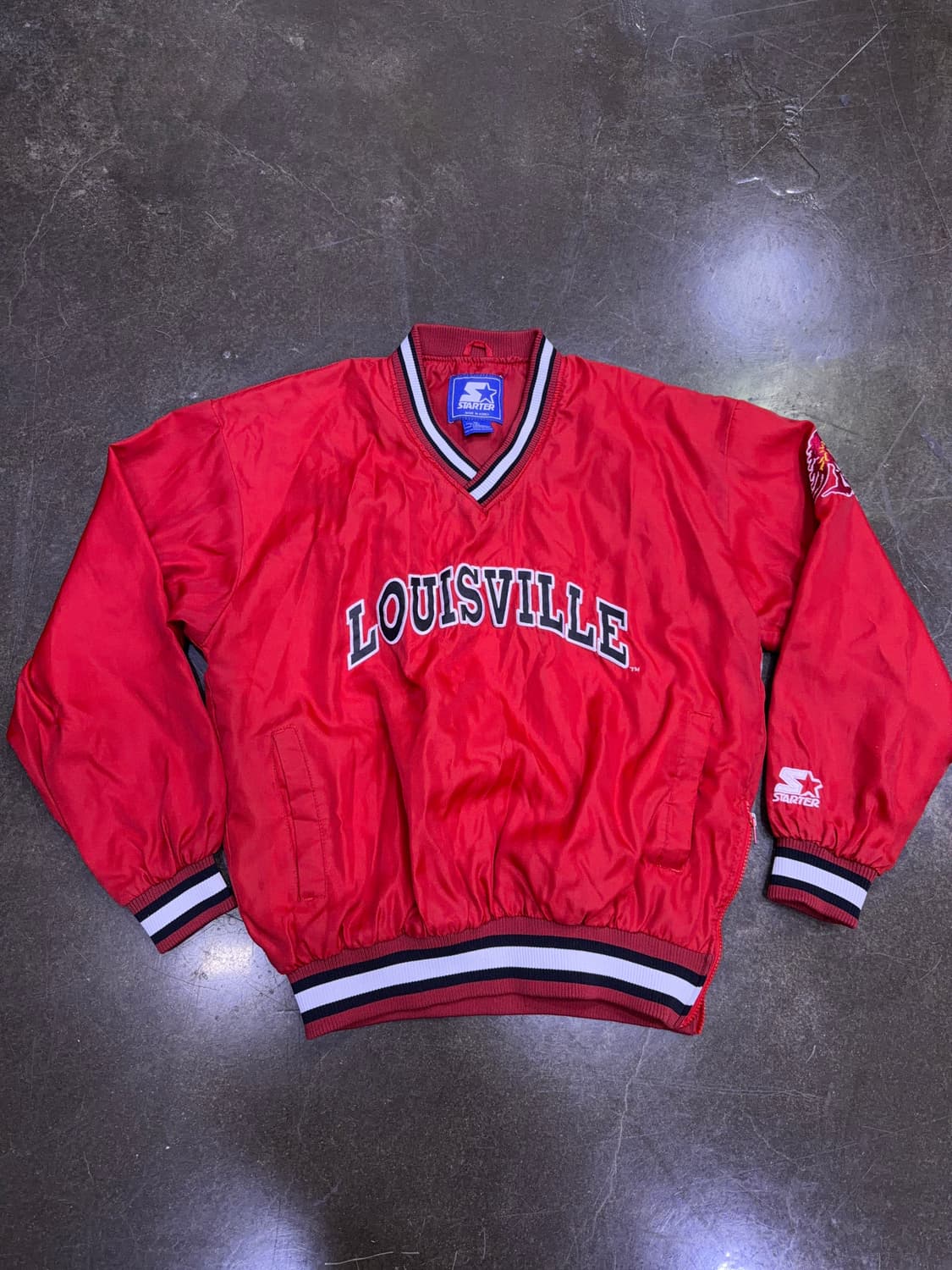 스타터 루이스빌 대학 럭비팀 로고 자수 V넥 웜업 XL 상품이미지1