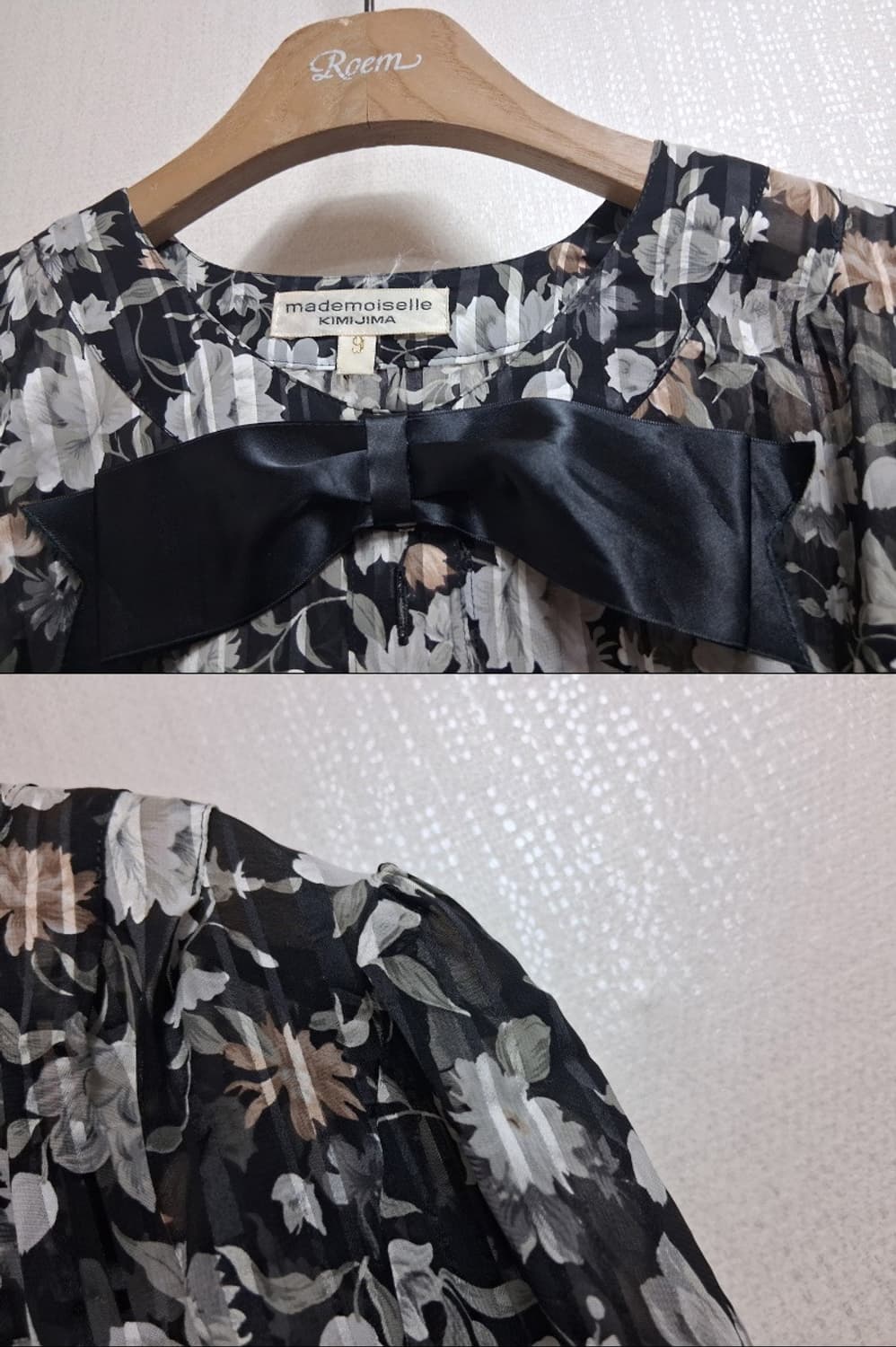 일본구제 mademoiselle KIMIJIMA 플라워  레트로블라우스  상품이미지3
