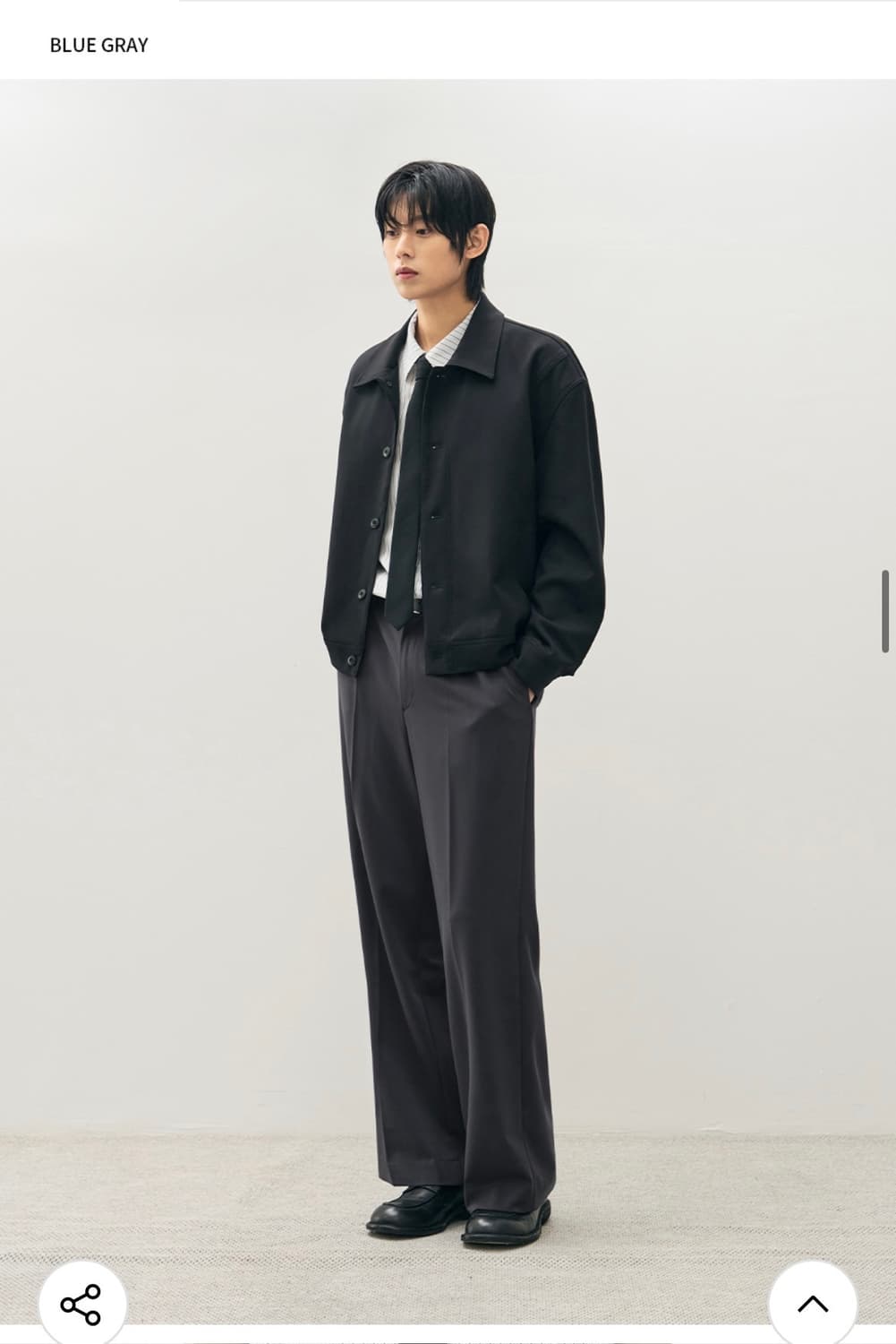 (XL) 드로우핏 투턱 밴딩 와이드 슬랙스 [BLUE GREY] 판매 상품이미지3