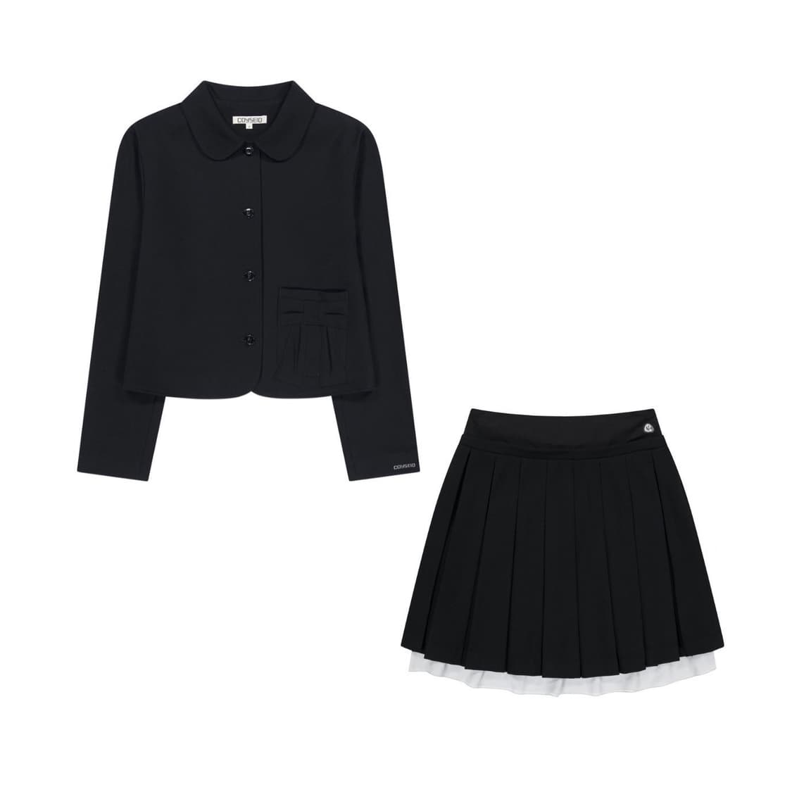 코이세이오 셋업 블랙 리본자켓 플리츠스커트 뉴진스 해린 2size 상품이미지1