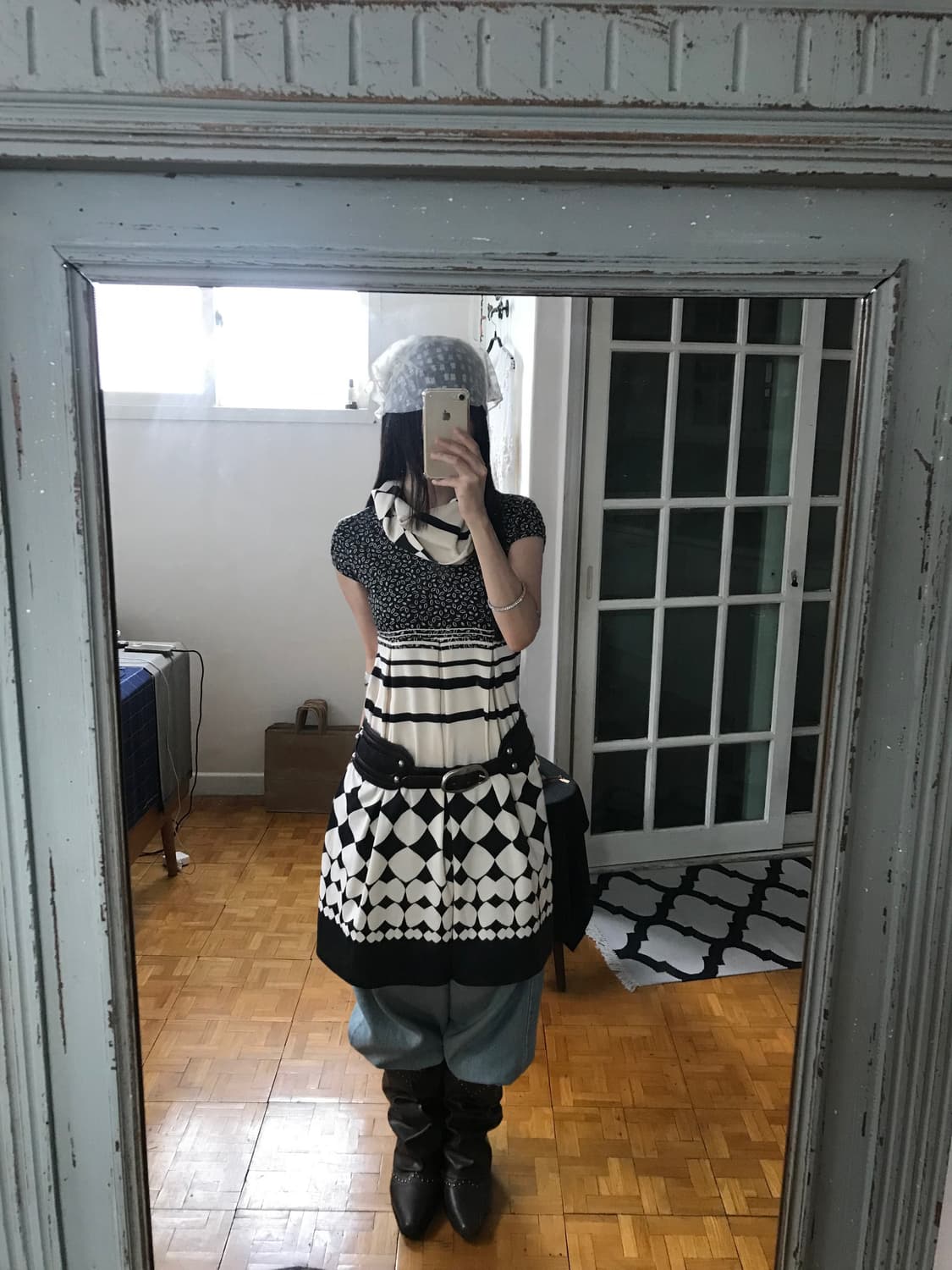 vintage turtle neck pattern one-piece 상품이미지4